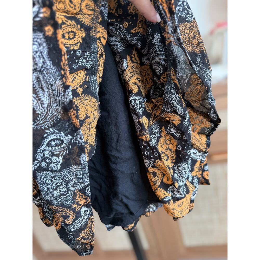 Faithfull The Brand Matisse Floral Midi Dress Orange & Black Women's Size 2/XS - Picture 15 of 16
